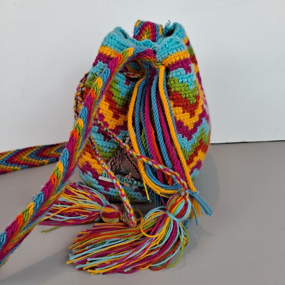 NWT Hand-Crafted Mini Boho Bermuda Bag Rainbow Colors - Picture 4 of 6